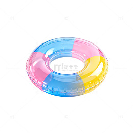 3D渲染彩色泳圈玩具设计素材