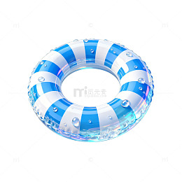 3D渲染夏日泳圈透明气泡设计素材