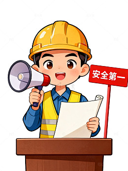 卡通风工地安全宣传插画设计素材