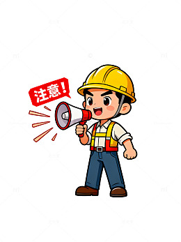 卡通风工地安全员手持扩音器设计素材