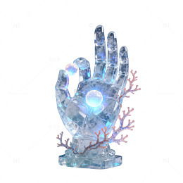 梦幻风发光水晶手雕塑设计素材