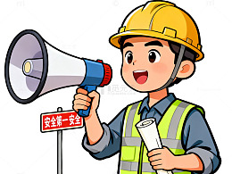 卡通风工地安全员手持扩音器设计素材