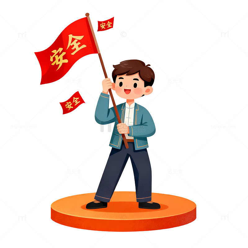 卡通风安全宣传人物插画设计素材