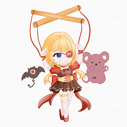 Q版卡通少女玩偶设计素材