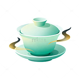 渐变青瓷盖碗带金茶烟