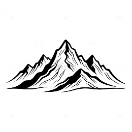 黑白版画尖峰山脉剪影父亲节稳重山水元素