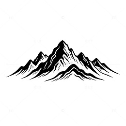 黑白手绘山脉剪影父亲节国风山水视觉元素