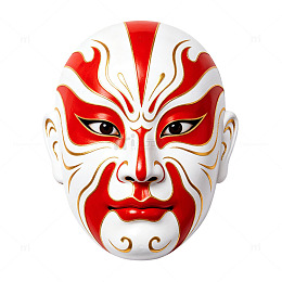 京剧脸谱风格红白面具设计素材