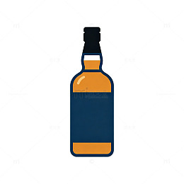 扁平风威士忌酒瓶矢量设计素材