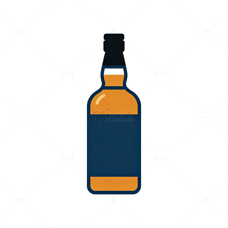 扁平风威士忌酒瓶矢量设计素材