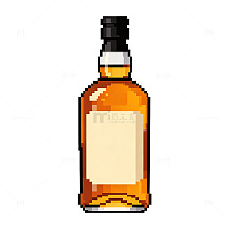 像素风威士忌酒瓶插画设计素材