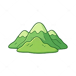 卡通风绿色山峰插画设计素材