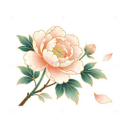 国风手绘牡丹花卉插画设计素材