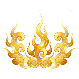 金色火焰纹样手绘装饰设计素材