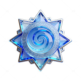 水晶风蓝色星形螺旋纹徽章设计素材