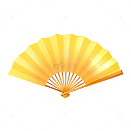 矢量风金色折扇传统手绘设计素材