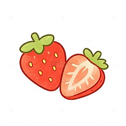 卡通风草莓水果插画设计素材