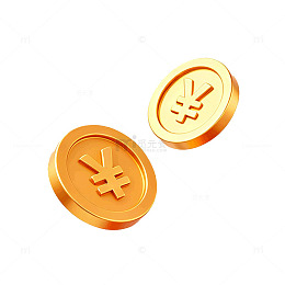 3D风格金币日元符号设计素材