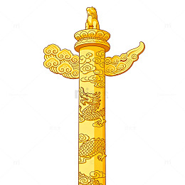 国风金色龙纹华表设计素材