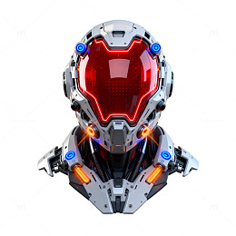 科幻风机甲头盔3D渲染设计素材