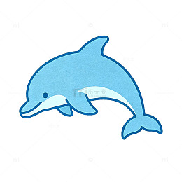 卡通风海豚跃出水面插画设计素材