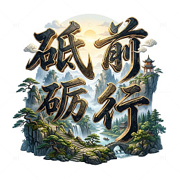 国风山水励志文字设计素材