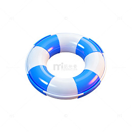3D风格蓝色救生圈矢量素材