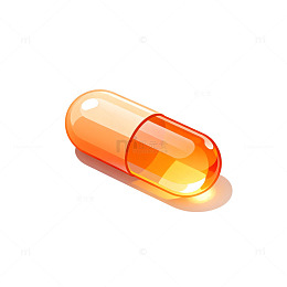 卡通风格橙色胶囊药品矢量素材