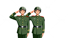卡通风军人敬礼形象设计素材