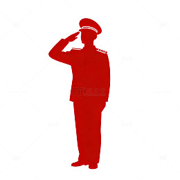 剪影风军人敬礼红色矢量设计素材