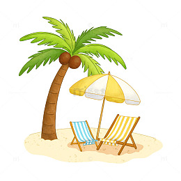 夏日海边沙滩椰树