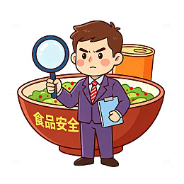 卡通风食品安全检查员插画设计素材