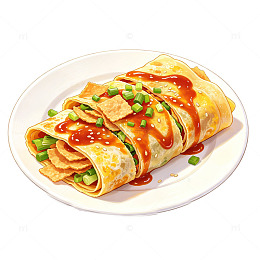 手绘风美味煎饼卷设计素材