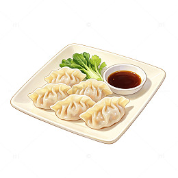 插画风中式饺子美食设计素材