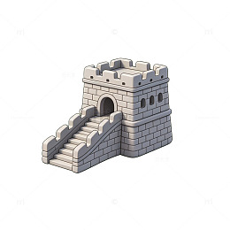卡通风格城堡塔楼建筑插画素材