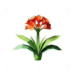 折纸风花卉植物插画设计素材