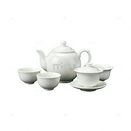 简约风白色陶瓷茶具设计素材