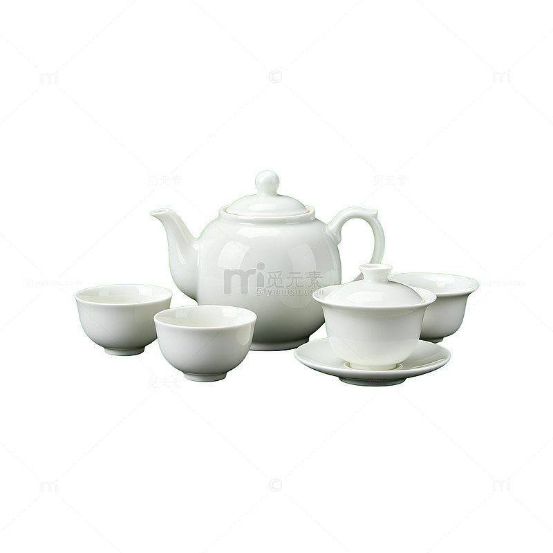 简约风白色陶瓷茶具设计素材
