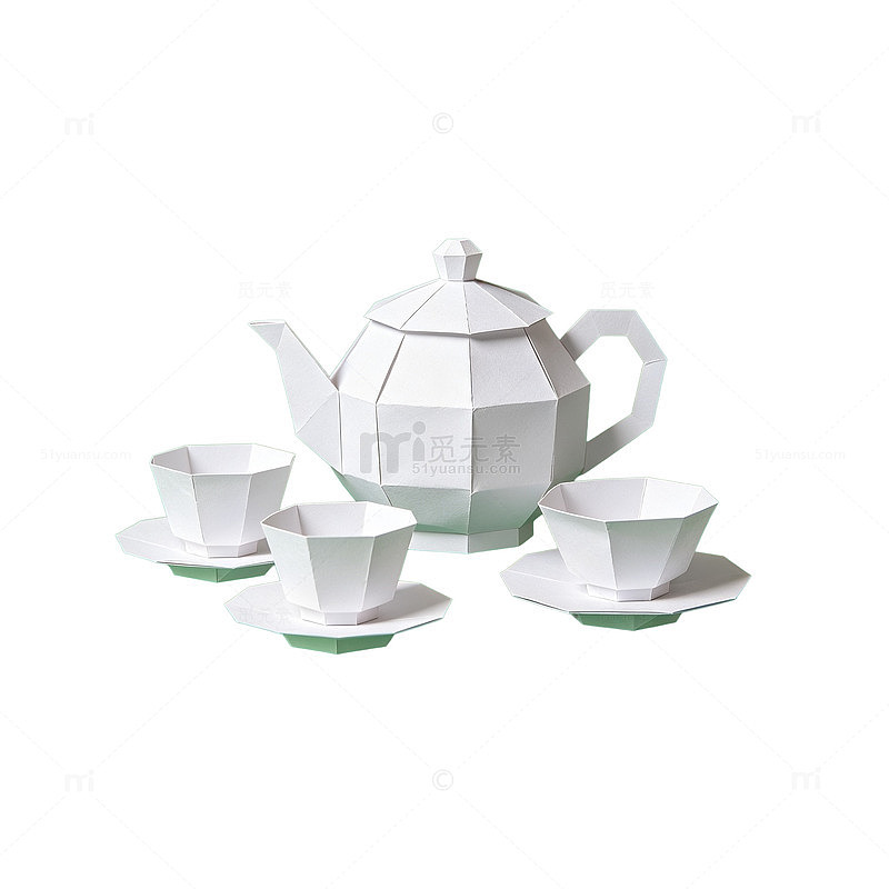 几何风现代茶具套装设计素材