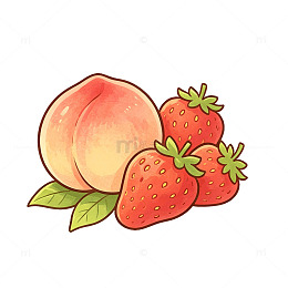 手绘风水果组合插画设计素材