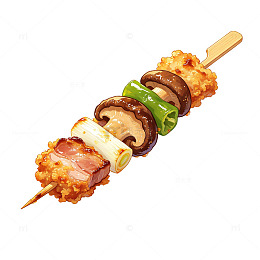 插画风烤串美食手绘设计素材