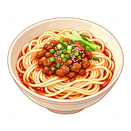 插画风麻辣拌面美食设计素材