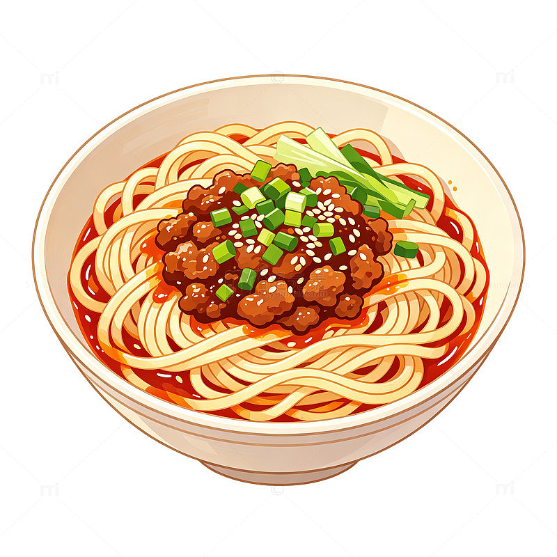 插画风麻辣拌面美食设计素材
