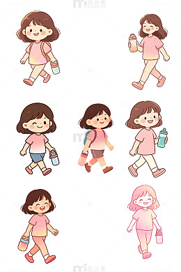 手提儿童水杯结伴走路，研学随行