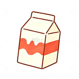 手绘风牛奶盒包装插画设计素材