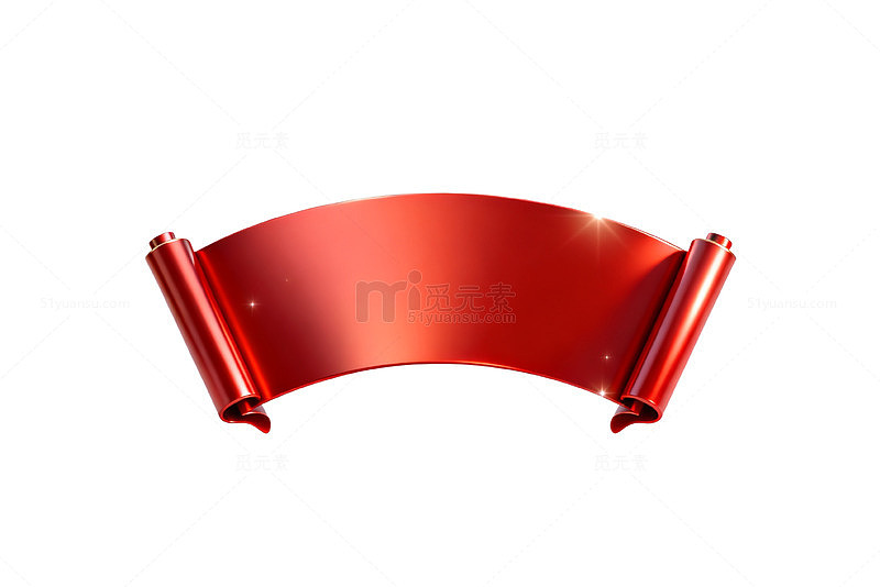 现代风红色金属卷轴3D渲染设计素材