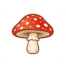 卡通风格红色斑点蘑菇插画素材