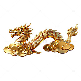 金色古典祥云龙纹装饰设计素材