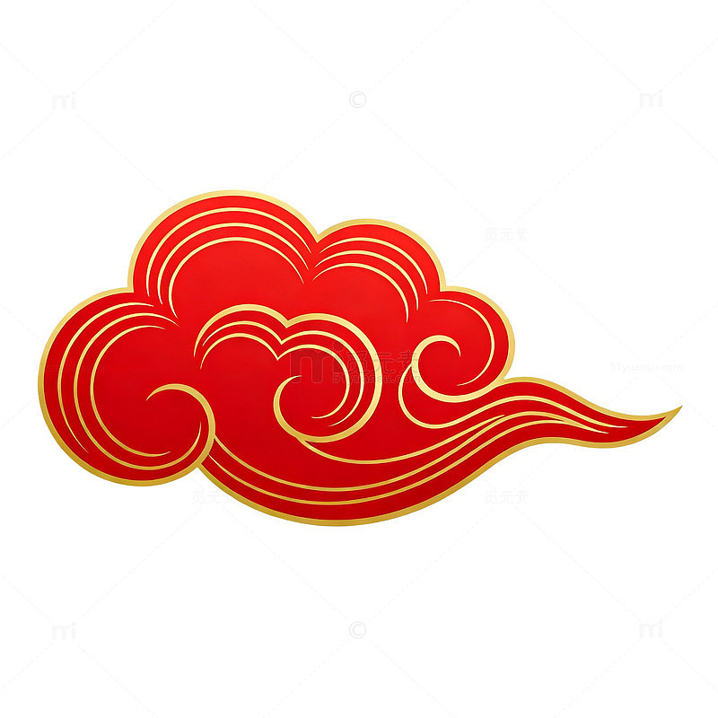 国风红色祥云图案矢量素材