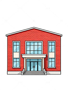 卡通风红色砖房建筑插画设计素材